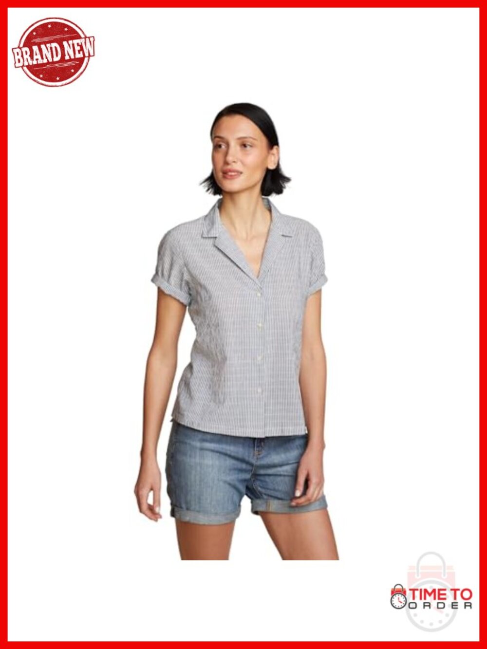 Short Sleeve Packable Camp Shirt - Cotton Button Down Travel Shirt